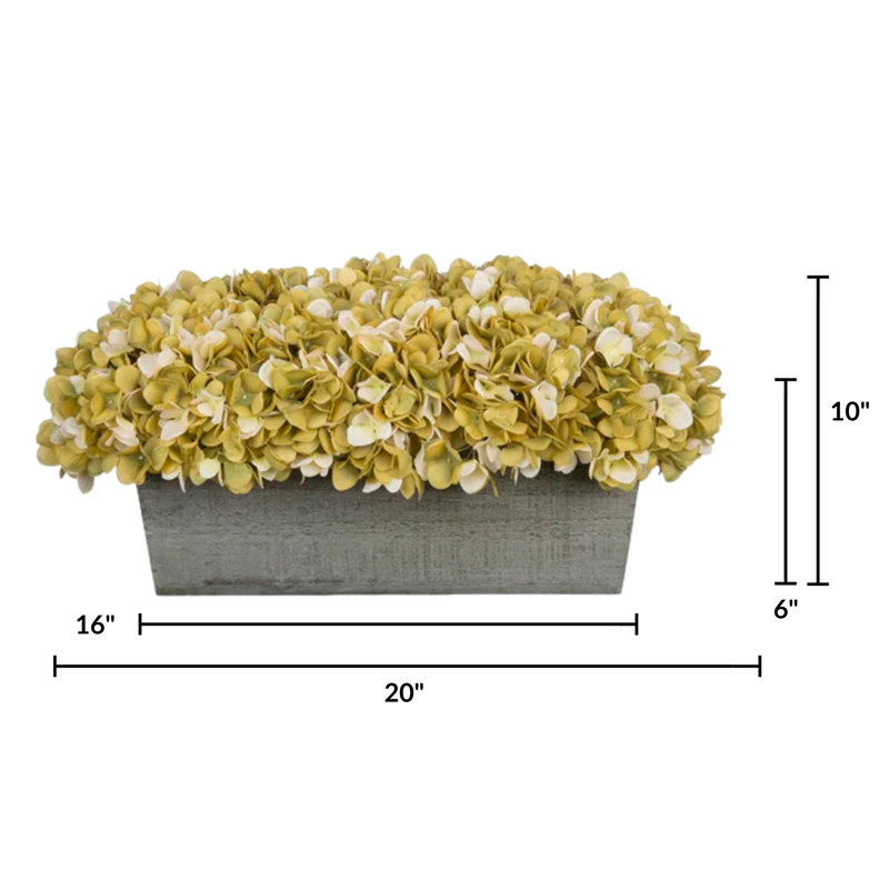 Arrangement d'hortensia en pot synthétique, Sauge/crème, Noir