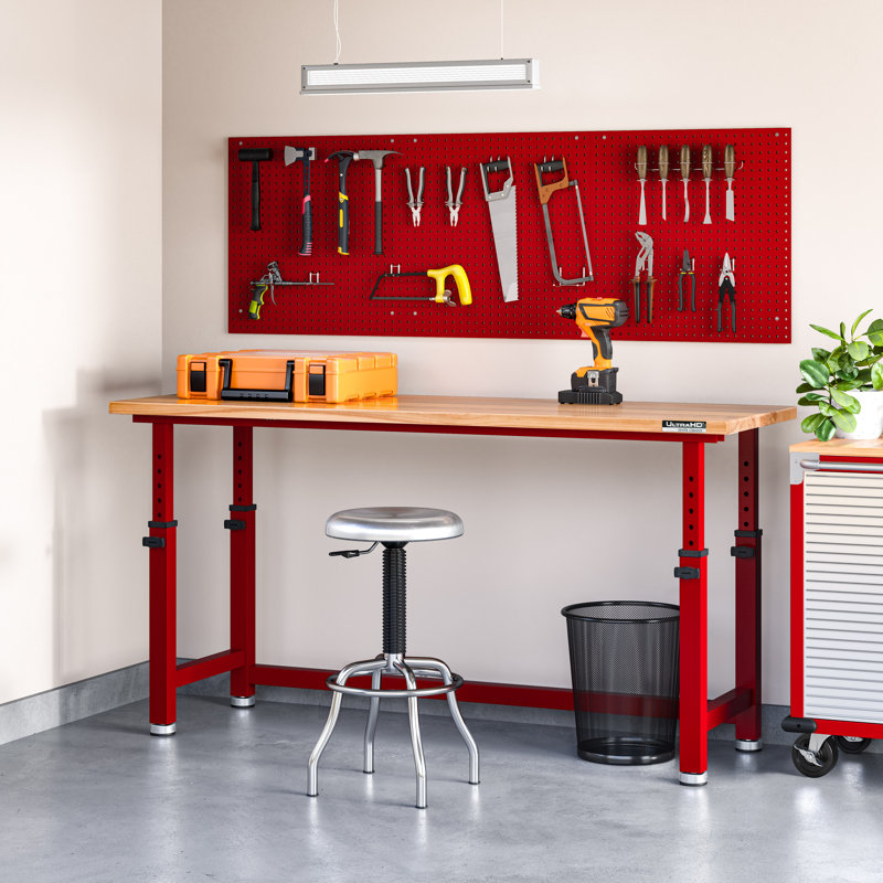 Seville Classics UltraHD 2-Piece Pegboard Set w/ 23 Piece Hook Assortment, Red