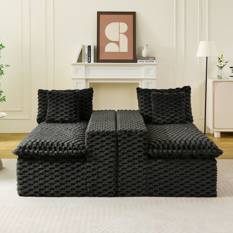 Luxury Black Turtle Velvet Multifunctional Sofa, Black Velvet