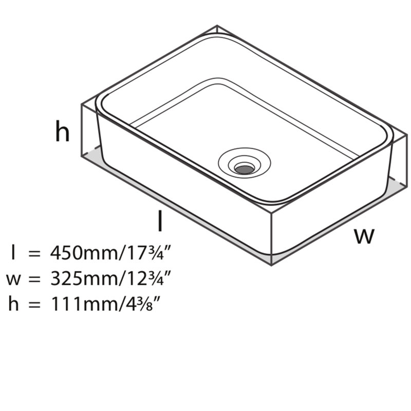 Edge 45 Rounded Rectangle 17-3/4" Vessel Lavatory Sink in Volcanic Limestone without Internal Overflow