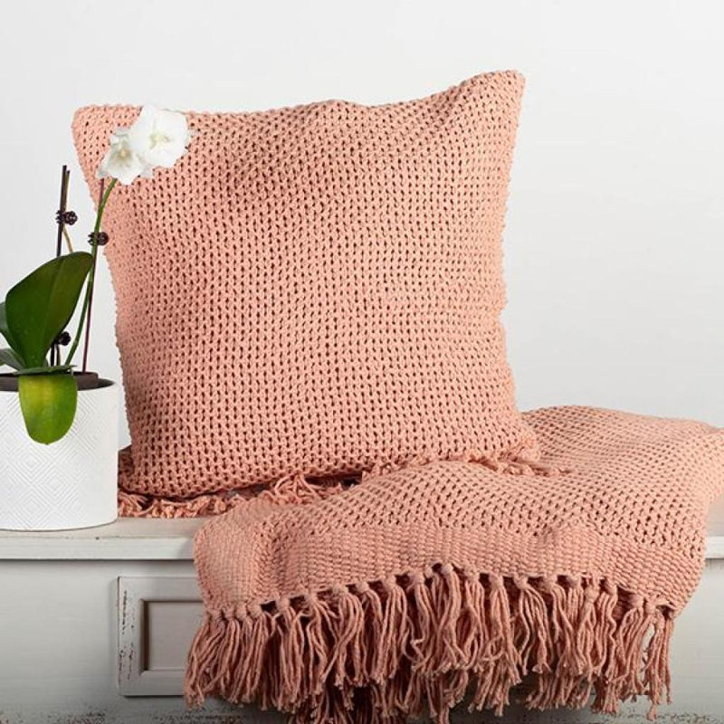 50'' X 65'' Knitted Throw With Tassels, Orange
