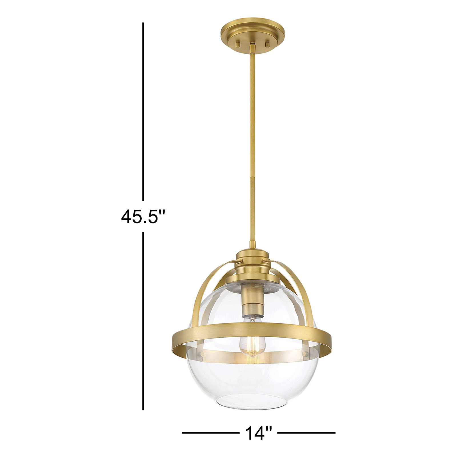Single Light Glass Dimmable Pendant, Warm Brass