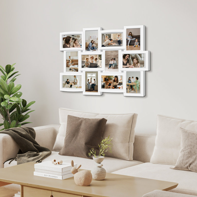 Gallery-style Wall Hanging 12-opening Picture Frame, White