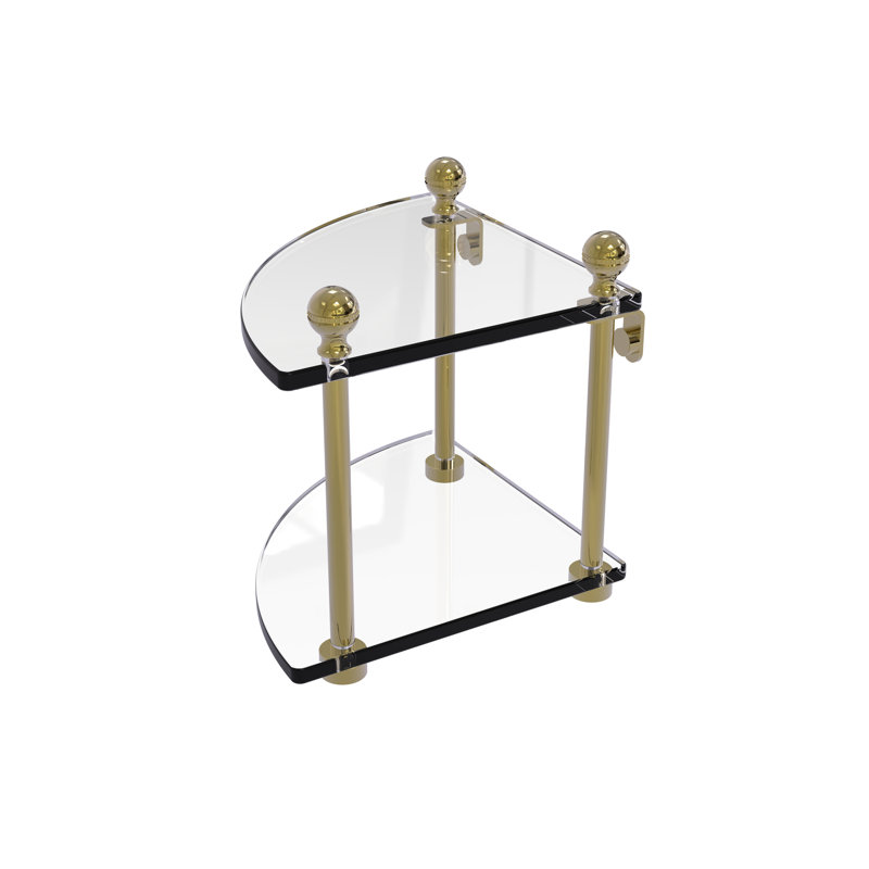 Morosini 2 Piece Corner Shelf, Unlacquered Brass