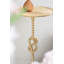 Table d'appoint dorée avec nœuds de corde et base en marbre blanc, table d'appoint décorative de 24 pouces de hauteur | Idée de cadeau