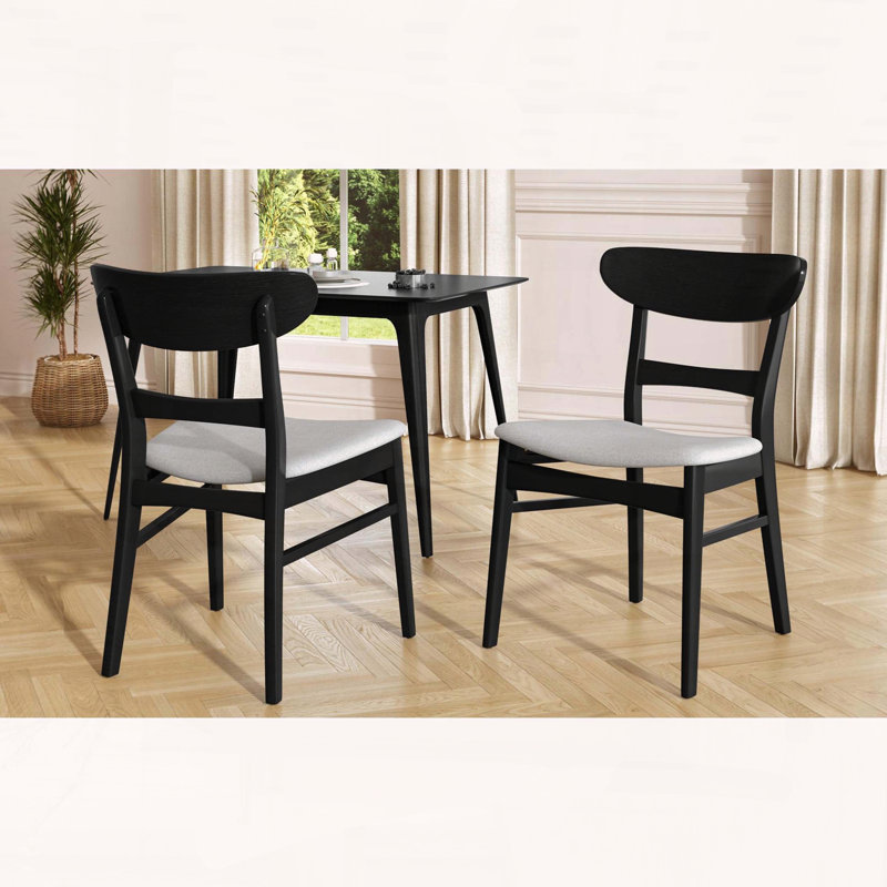 Ensemble de chaises de salle à manger rembourrées Mid-Century avec pieds en bois d'hévéa, ensemble de 2