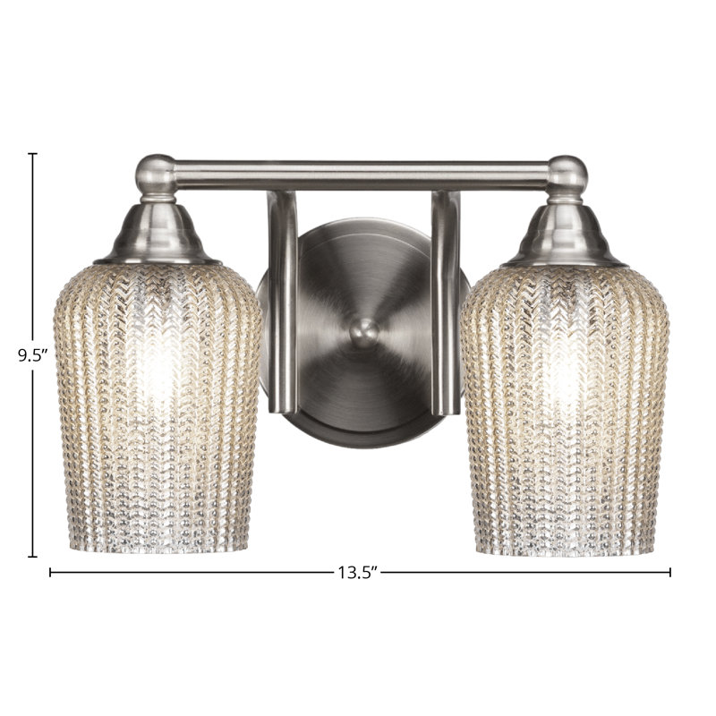 Barre d'éclairage de salle de bain 2 lumières Michell, Blanc, Nickel brossé