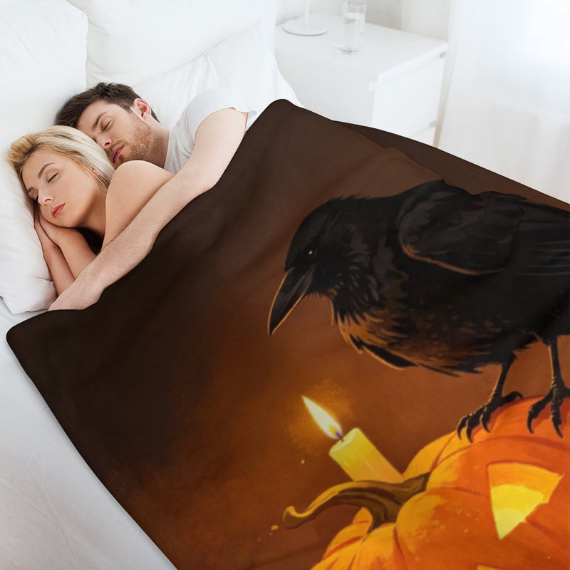 Jeté en flanelle de luxe Glowing Jack O Lante, 50 x 60 po