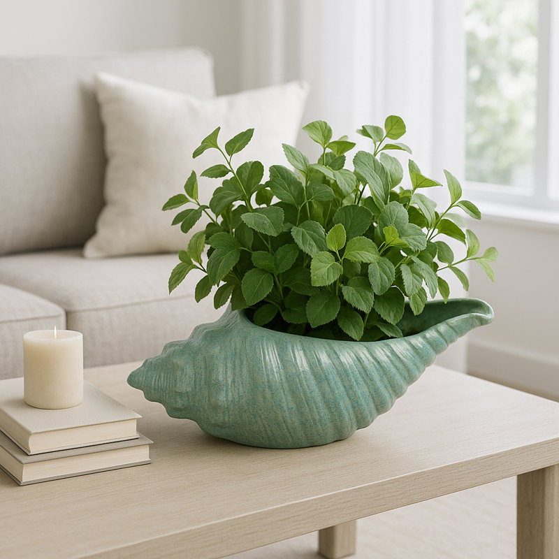Pot à fleurs 19 po en faïence verte pour la maison et le jardin