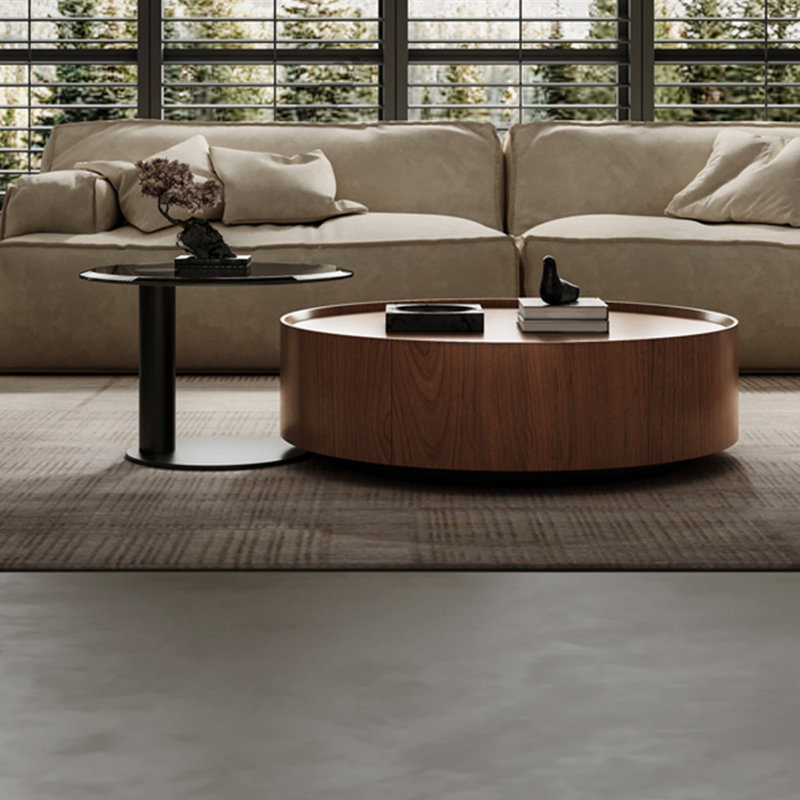 Retro Round Coffee Table, 12.6" H x 35.4" L x 35.4" W