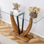 Table rectangulaire en verre trempé - Design minimaliste moderne pour l'entrée et la vie, teinture - Base épaisse simple à assembler parfois Pattes supérieures de 0,39 po convenant aux égratignures - Facile