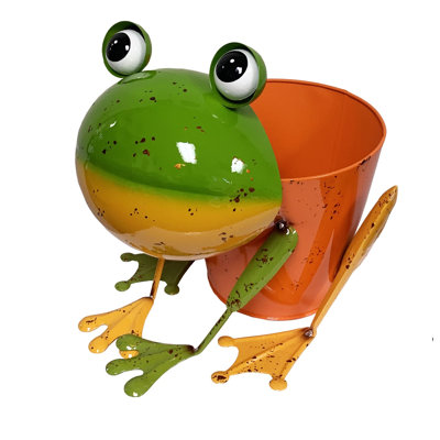 Cyrene Metal Frog Bucket Shaped Garden Flower Pot Planter