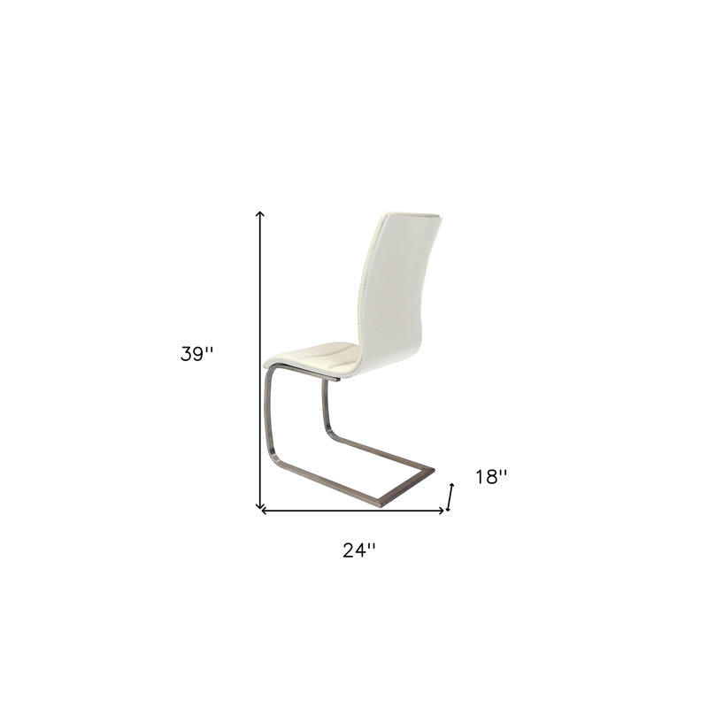 Ensemble de deux chaises d'appoint blanches et argentées en similicuir