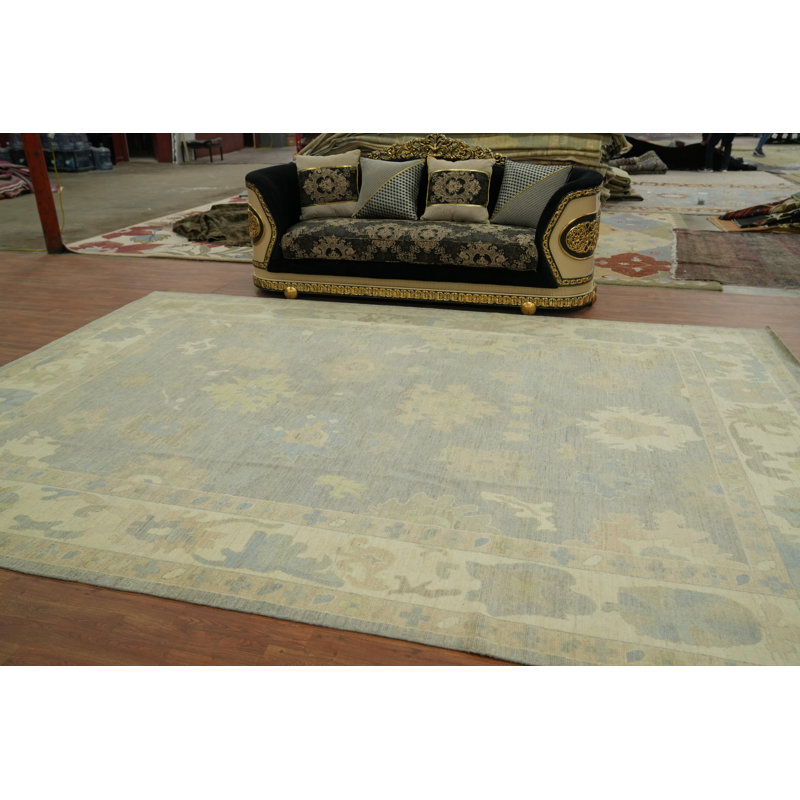 Handmade Grey Oushak Vegetable Dye Large Rug 10x14