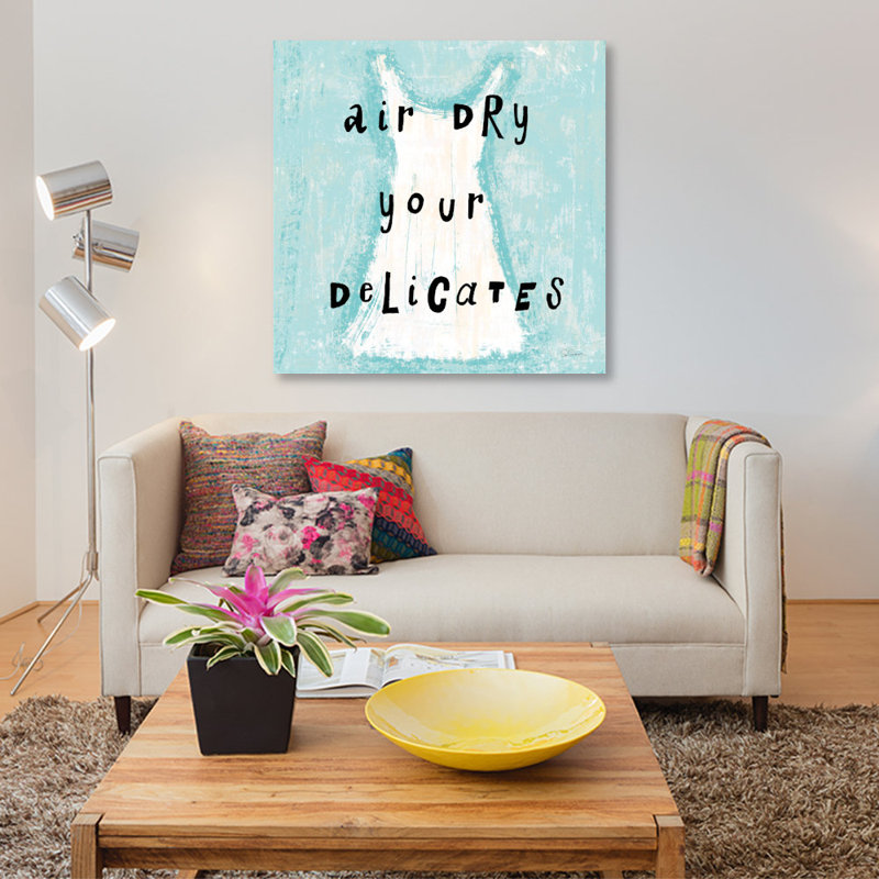 «Laundry Rules VI», art textuel sur toile, H 26 po x l 26 po x P 1,5 po, Pas de tapis, Toile tendue