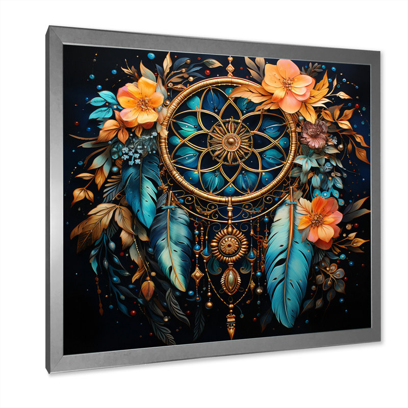 Multicolor Dream Catcher Neotraditional Visions I - Landscapes Canvas Print, H 30 po x l 30 po x P 1 po, Cadre simple argenté