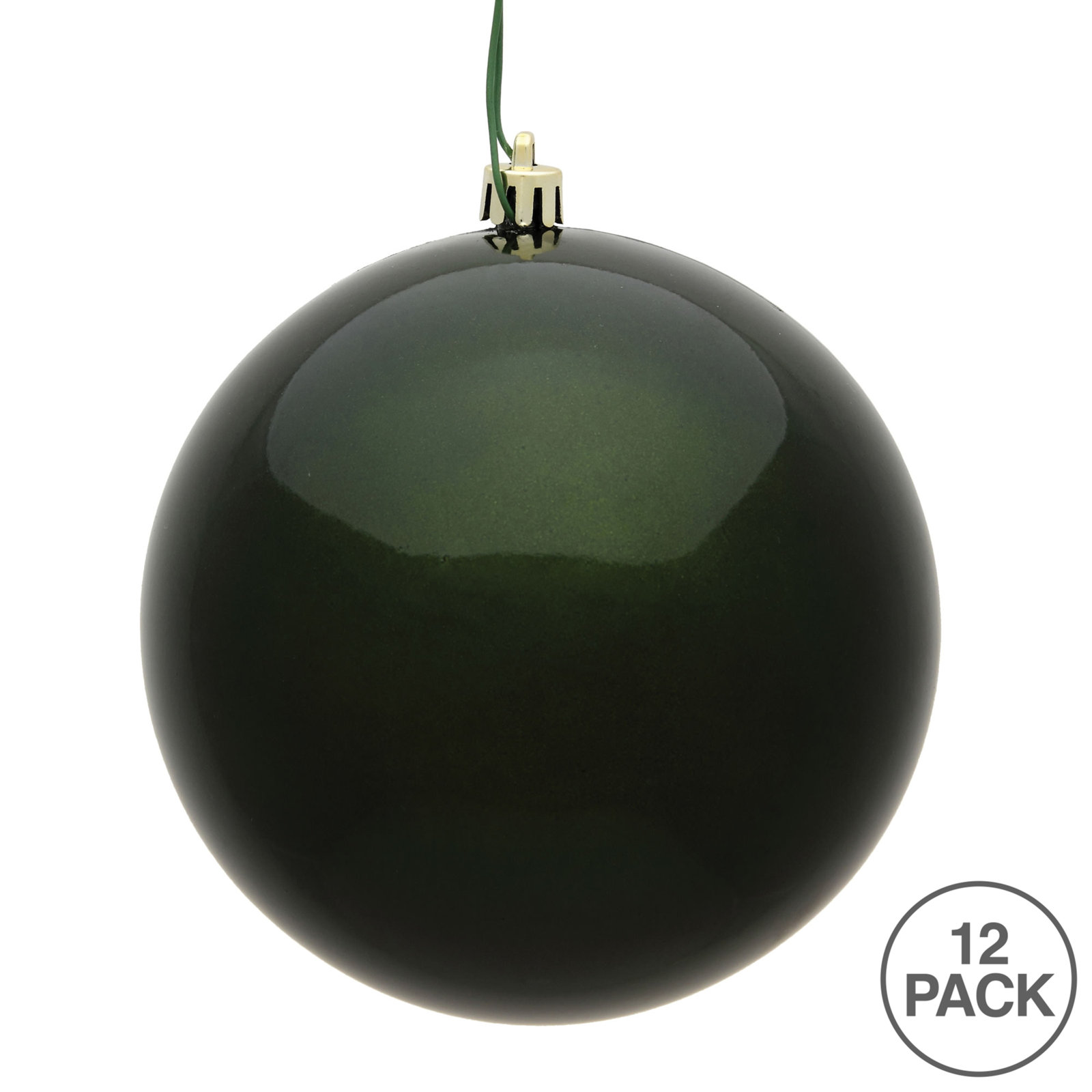 Holiday Décor Ball Ornament, Moss Green Candy, 3" H x 3" W x 3" D