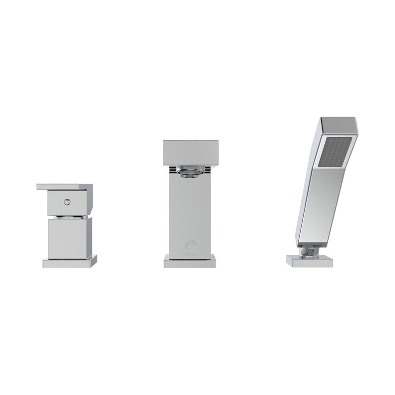 Quadrato Deck Tub Filler with Diverter, Polished Chrome