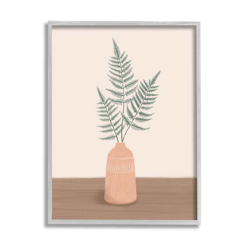 Botanical Herb Ferns Roots Aztec Planted Patterned Vasegray Farmhouse Rustic Oversized, H 16 po x l 20 po