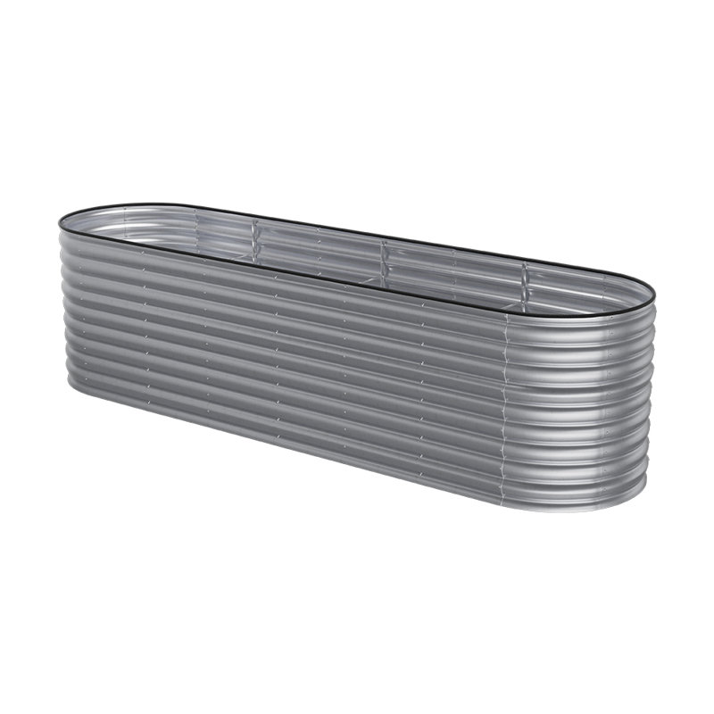 Metal Raised Garden Bed, Silver, 80cm H x 320cm W x 80cm D