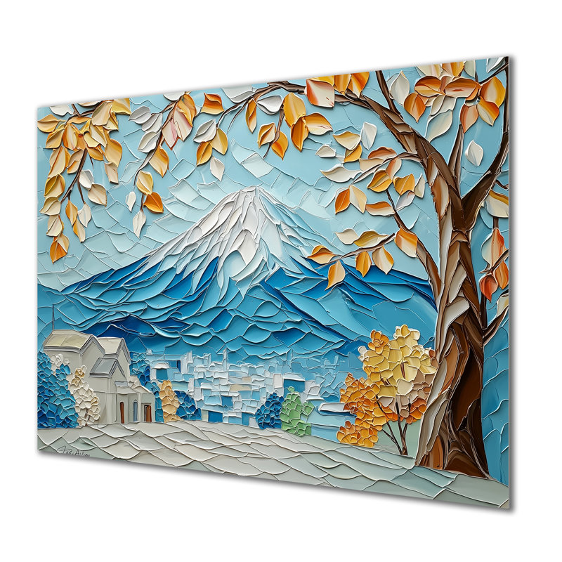 Abstrait, mont Fuji au Japon II - art mural en métal, impression industrielle, H 12 po x l 20 po