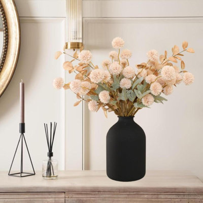 Fleurs artificielles 10 tiges d'eucalyptus, fausses mamans à longues tiges pour vase, floral neutre brun clair, fausse fleur de pompon kiku en vrac, mini arrangements floraux de chrysanthème en soie