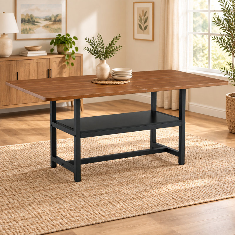 Table de salle à manger moderne en bois d'ingénierie noir avec rangement, 180 x 90 cm., Brown