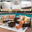 6 Piece Outdoor Patio Furniture Set, Half-Moon Curved Sectional Sofa Rattan Patio Conversation Set With Wood Armrests, Tempered Glass Round Coffee Table & Side Table-126902233