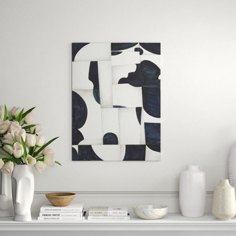 Black Puzzle Painting by Sara Brown, Glass Coat, 32" H x 24" W