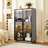 60.6'' Tall Display Cabinet With Tempered Glass Door In Grey - Led Lighting, Two Drawers, Adjustable Shelves For Living Room, Office & Study Lights And Drawers Modern Storage Office,