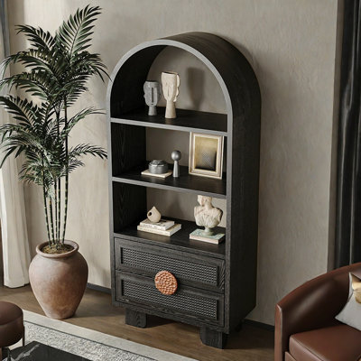 Bibliothèque en bois noire Vintage Arch