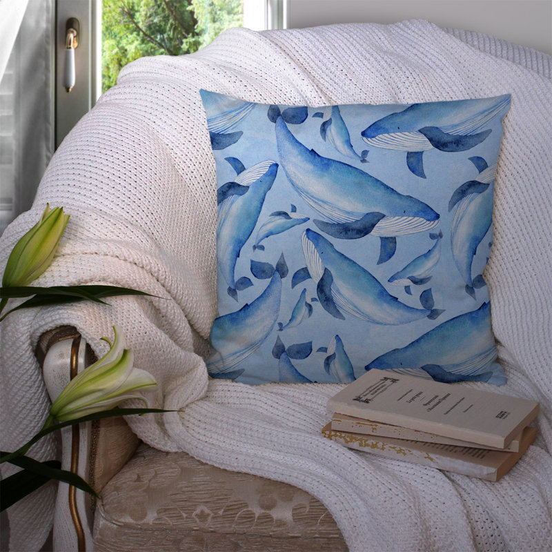  Coussin extérieur Nautical Whales, 14 po x 14 po