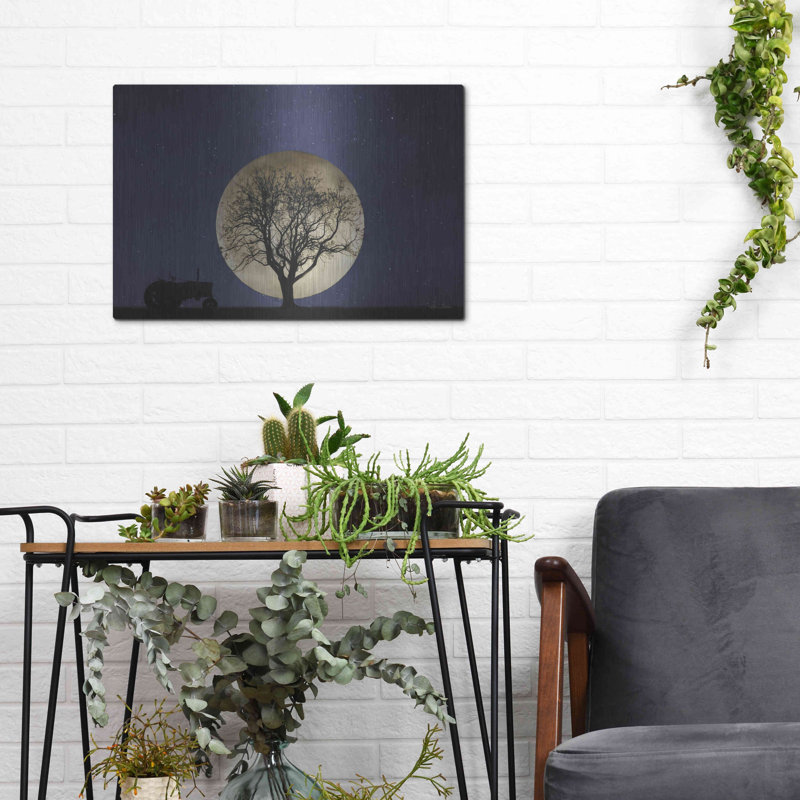 «Full Moon Country Night» par Lori Deiter, art mural en métal, H 12 po x l 16 po