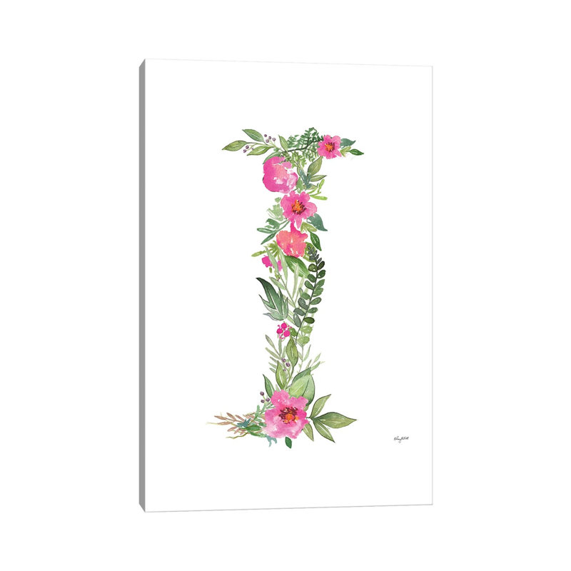 Botanical Letter I by Kelsey McNatt - Floater Frame Rectangle Print on Canvas, Wrapped Canvas