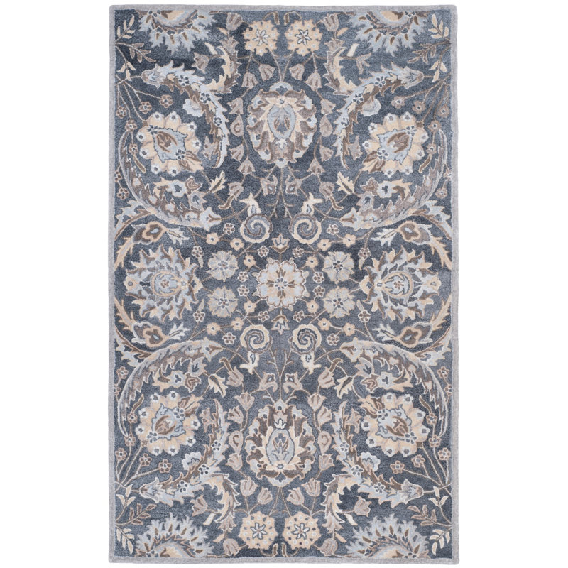 Davila Hand Tufted Viscose Floral Rug, Rectangle 2'6" x 4'