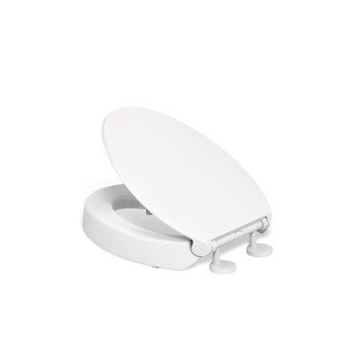 Elevated Soft Close Elongated Toilet Seat, Contoured Seat with Grip-Tight Bumpers(White/3" Height)