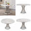 Table de salle à manger ronde en marbre de 47 po, table de cuisine moderne avec plateau en faux marbre ultrabrillant et base en acier inoxydable pour la salle à manger, cuisine (argent, blanc) (seulement une table)-1844263948