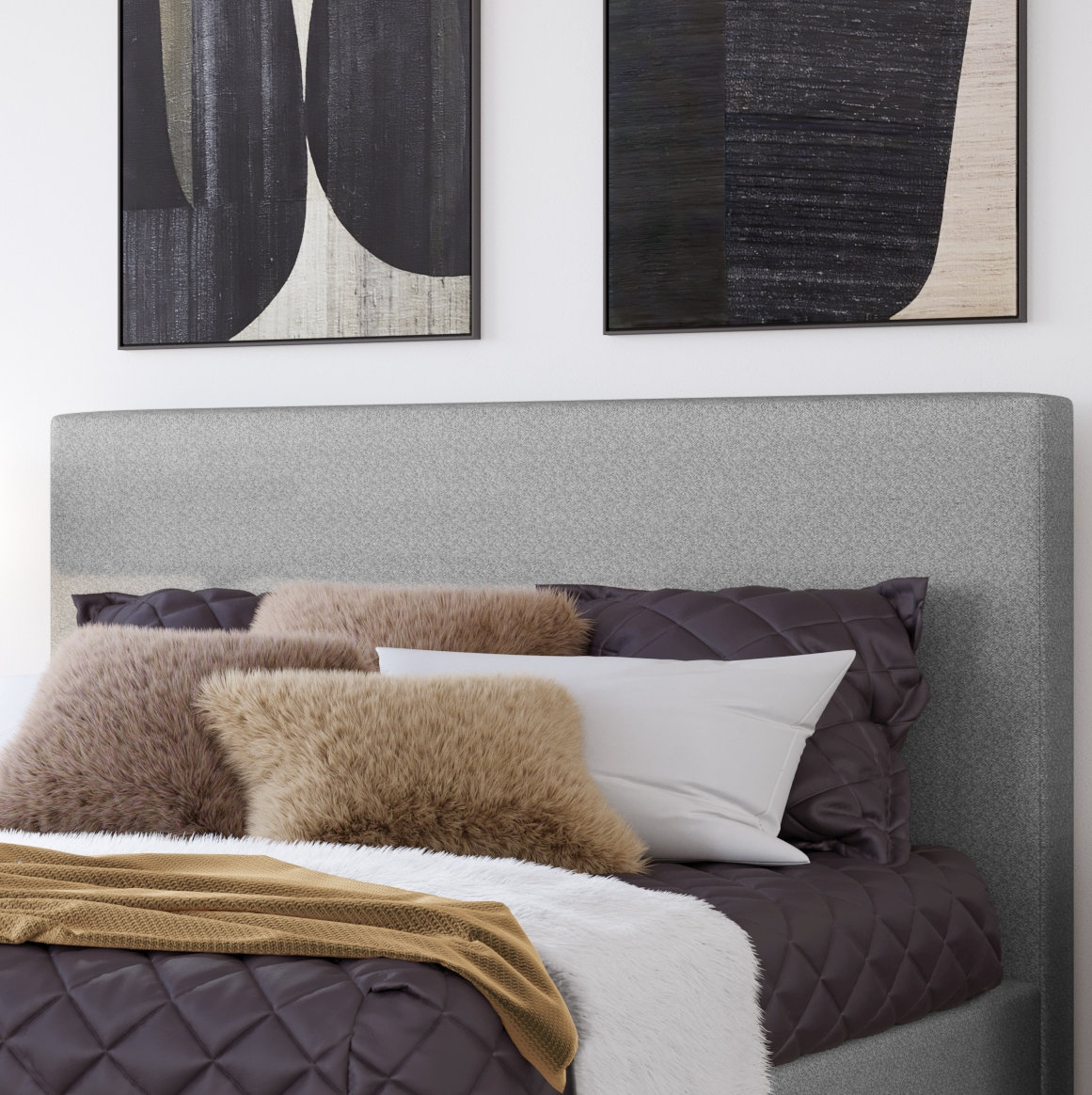Meduse Upholstered Bed, California King, Pewter