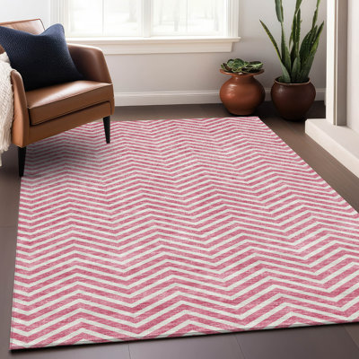 Premium Machine Washable Prisco Pink Rug