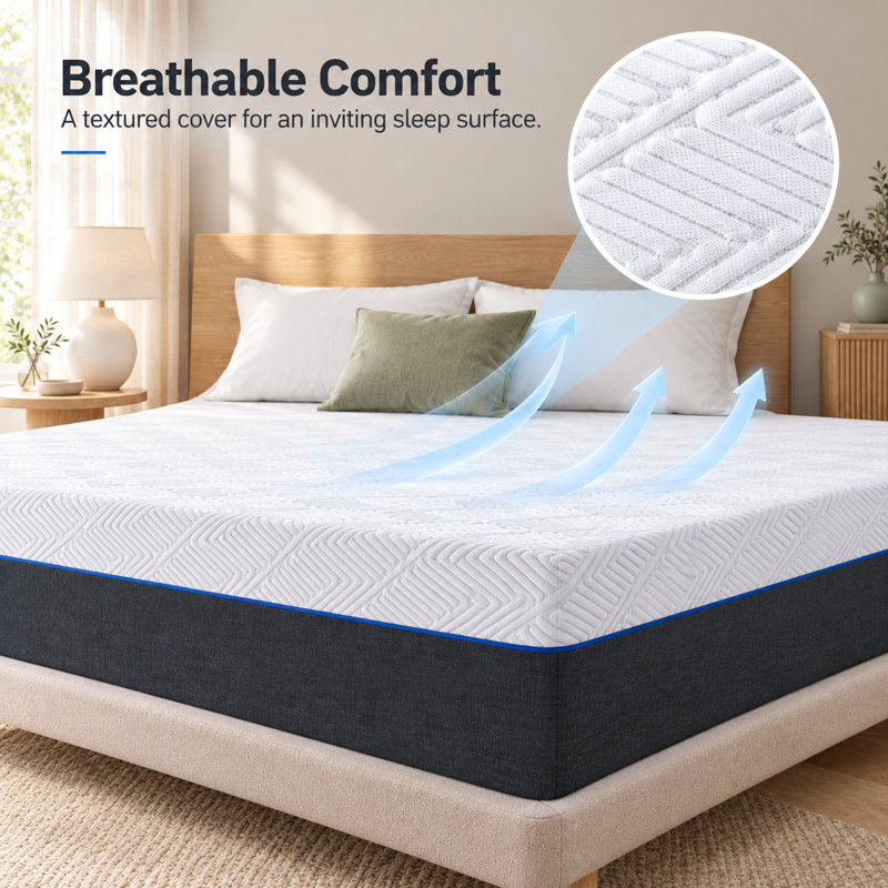 Matelas en mousse viscoélastique gélifiée 10 pouces avec housse respirante et garantie de 10 ans, Double