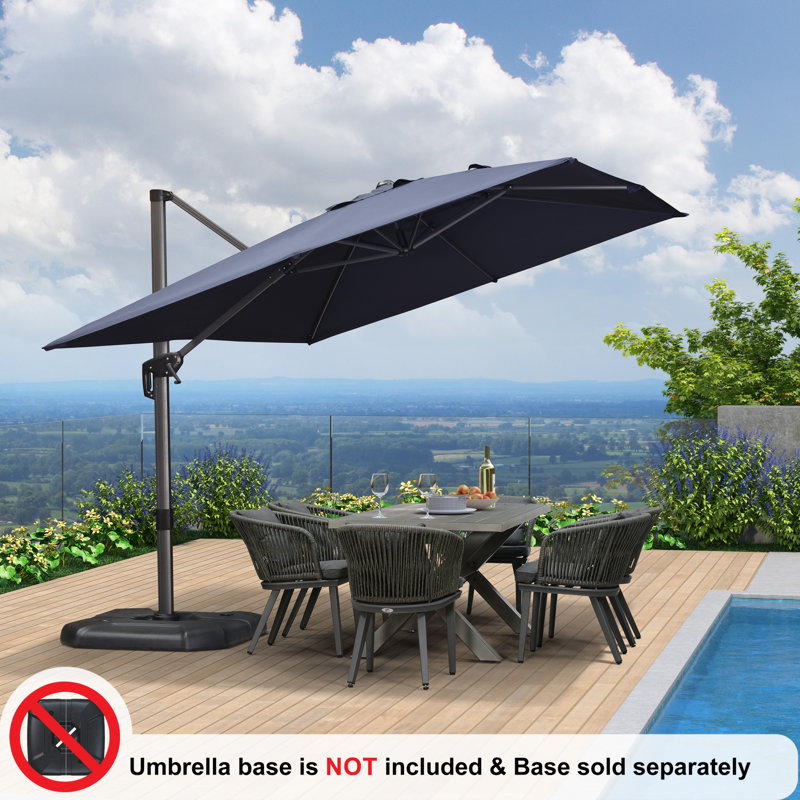 Shantella 11' x 9' Rectangular Cantilever Navy Umbrella, Without Base, Navy