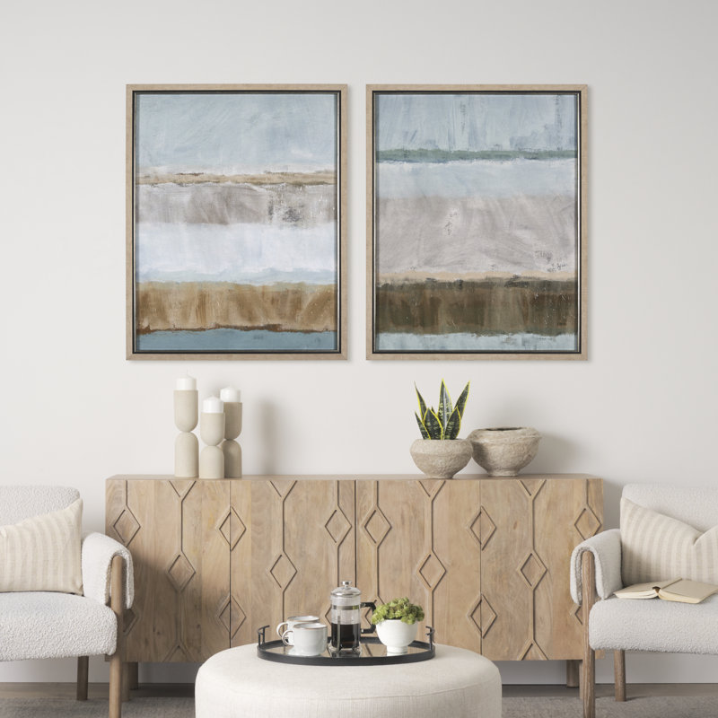 Quiet Echoes - Wash a Hand Embelished Textured Framed Art Print, Blue, Quiet Echoes - Sweep