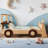Twin Size Car Bed with Storage Shelves, Kids Platform Bed with Cute Car-shape, Childlike Design, Natural-630657133