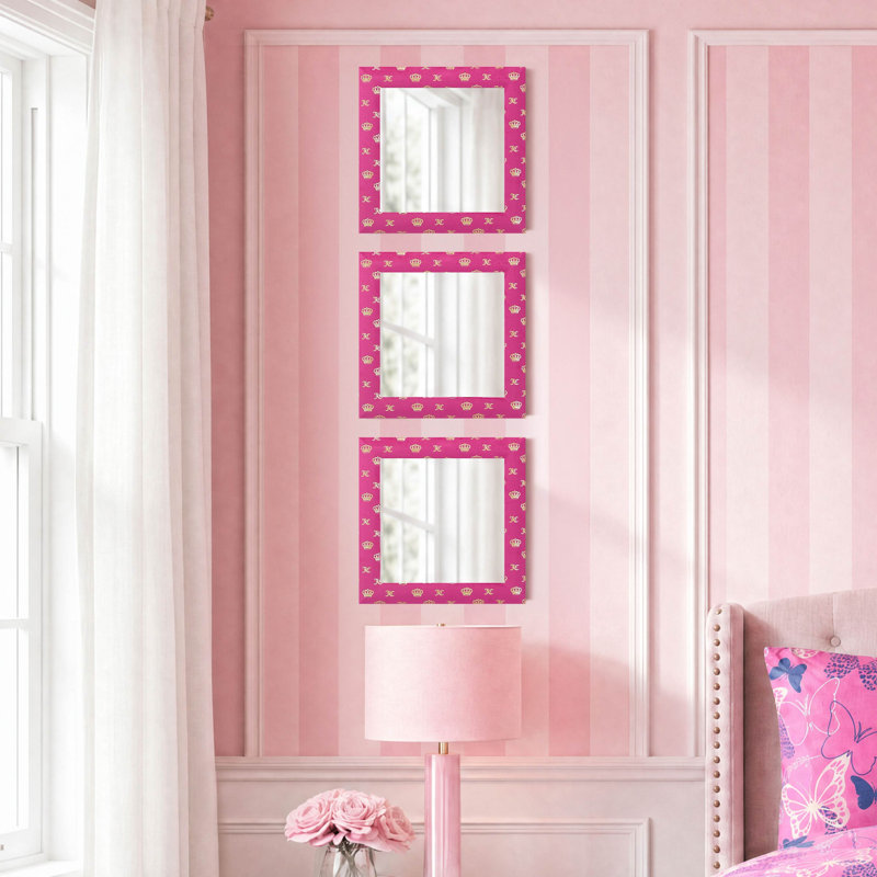 Miroir mural Jucy Couture Velour JC, Rose vif avec feuille d'or