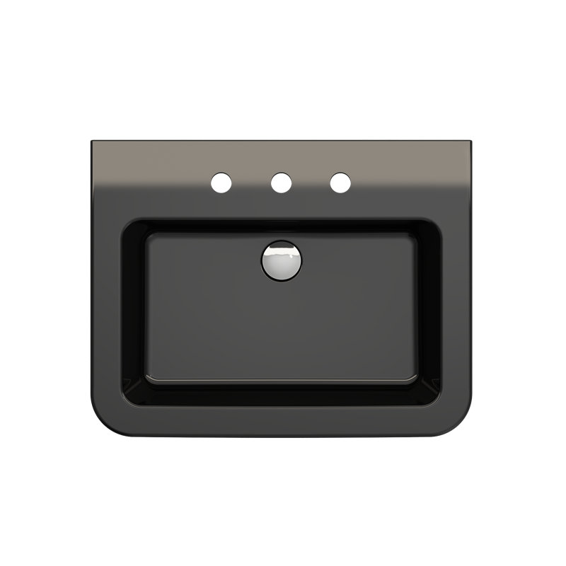 Parma 25.59'' L Bathroom Sink, Matte Black, Single-Hole