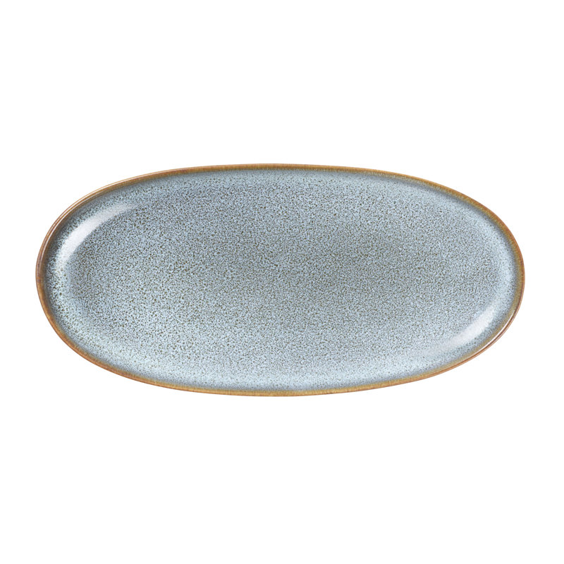 ASA Selection aperitif plate, oval, stoneware, 20 x 10cm, Blue / White / Grey