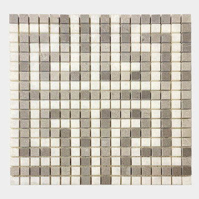 Greek Key Cinder + Bianco Square