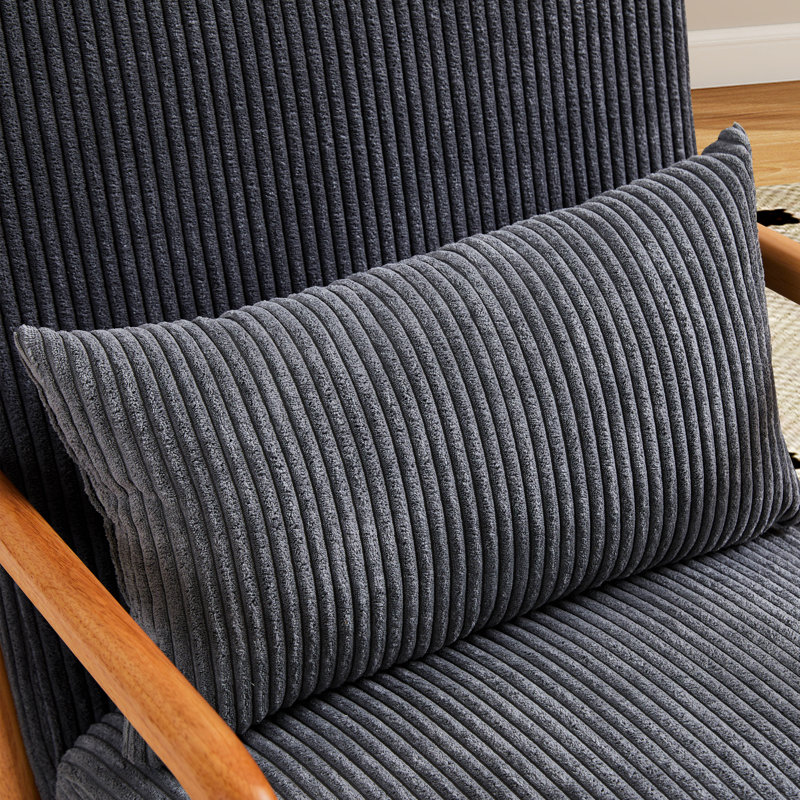 Chaise d'appoint rembourrée avec coussin lombaire, Polyester gris