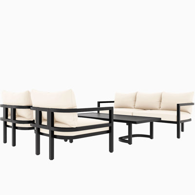 U_style multi-person outdoor steel sofa set, waterproof, anti-rust & uv-resistant, perfect for gardens and lawns, durable patio furniture