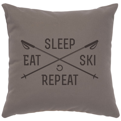 Coussin Wooded River Image - Dormir, manger, skier - Coton chrome